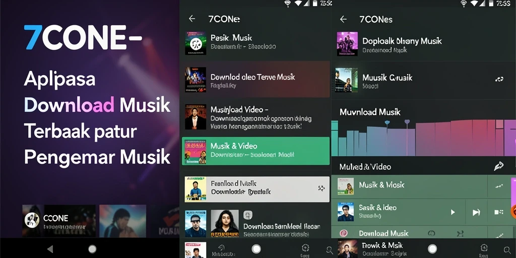 Antarmuka aplikasi 7CONE untuk download musik yang user-friendly dan sederhana.