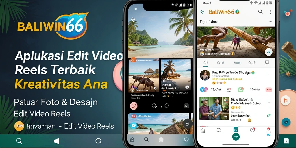 Tampilan antarmuka aplikasi BALIWIN66 saat mengedit video Reels.