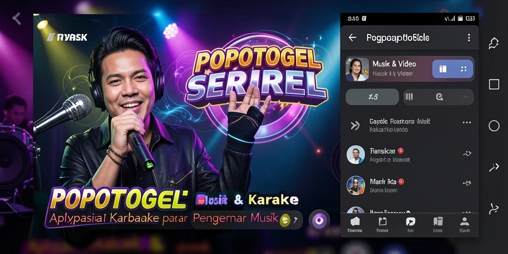 Tampilan antarmuka pengguna aplikasi Karaoke yang menarik.